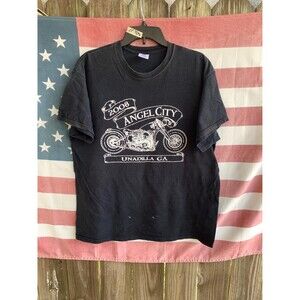 Vintage Y2K Angel City Rally black cotton shirt Size XL